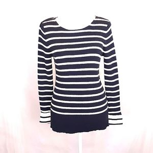 E LAUREN Sailorcore Nautical Stripe Sweater S Navy White